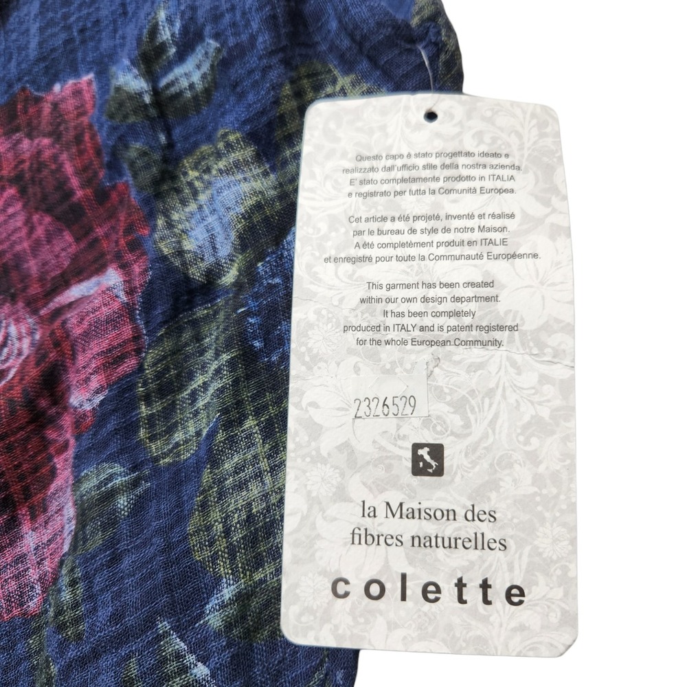 NWT Colette from La Maison One Size S/M/L Navy Floral Gauze Tiered Midi Dress - Picture 5 of 12